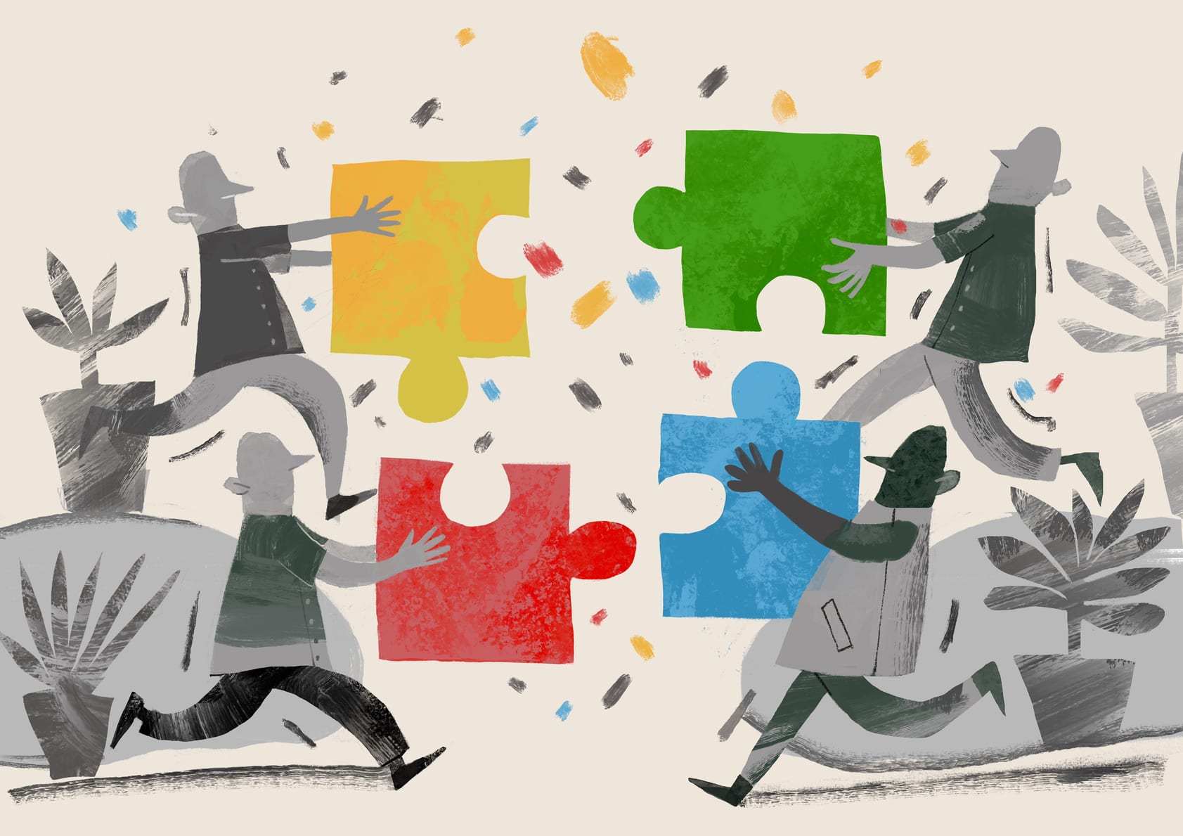 Team dat samenwerkt tijdens een teamsessie